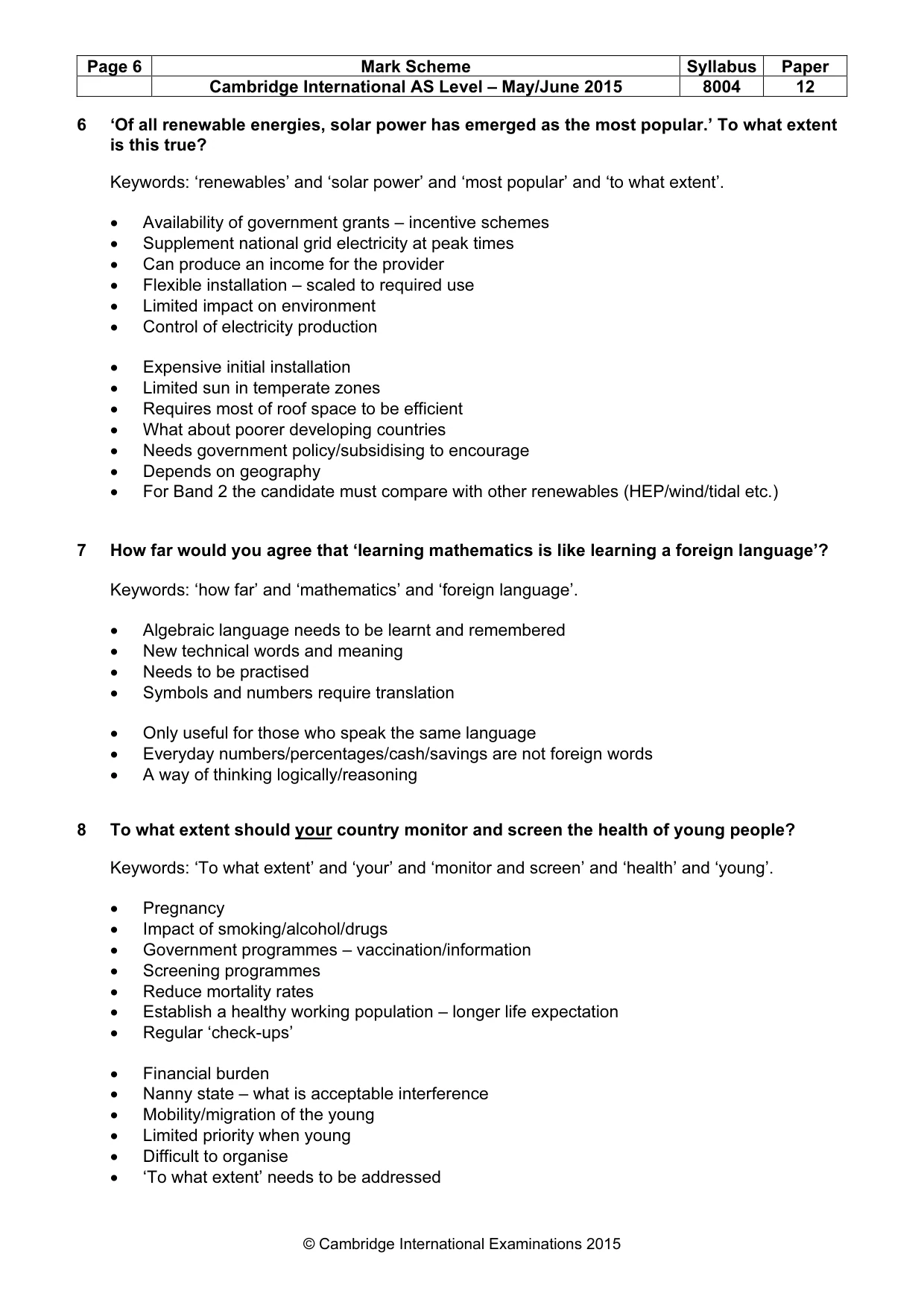 Mark scheme, page 6 of 8