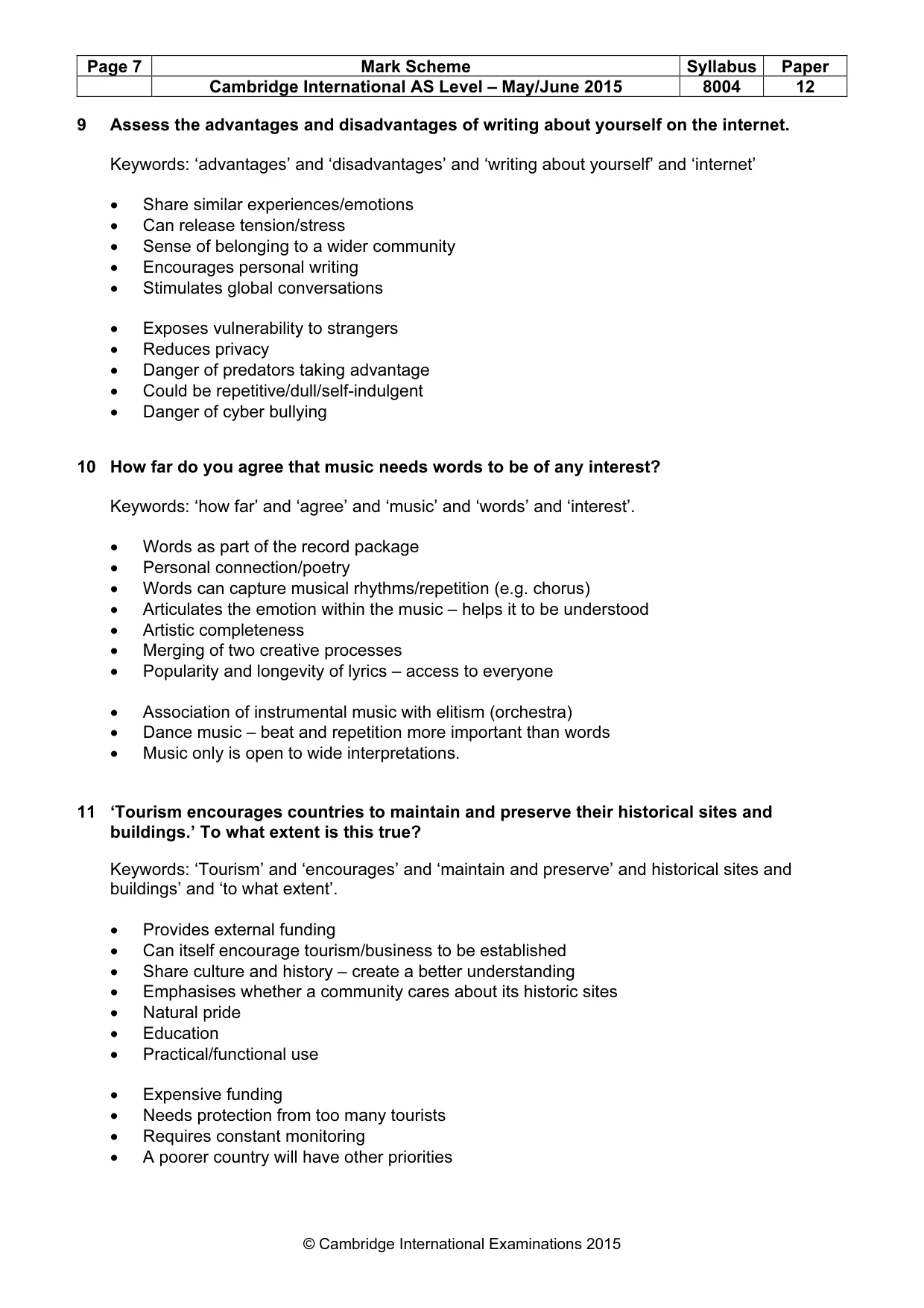 Mark scheme, page 7 of 8