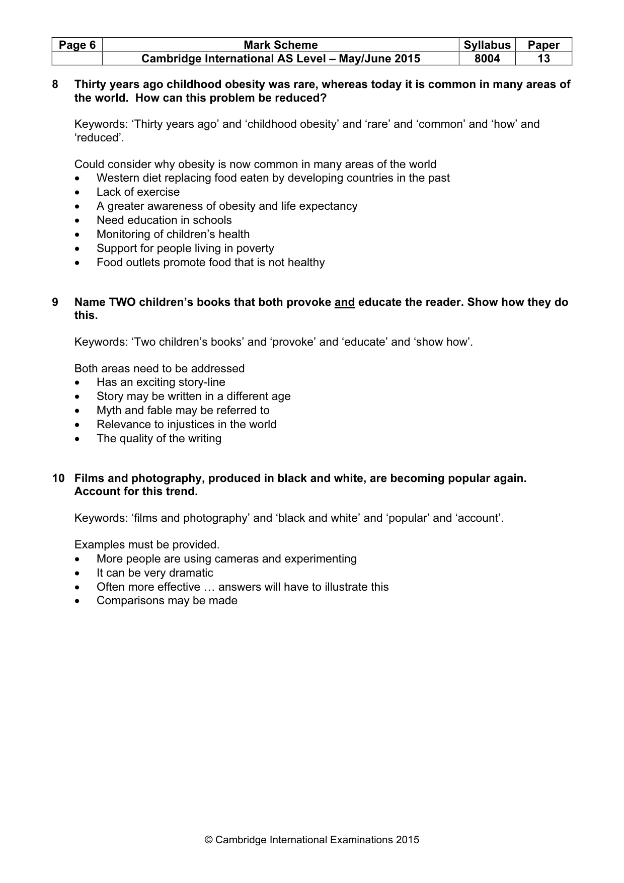Mark scheme, page 6 of 7