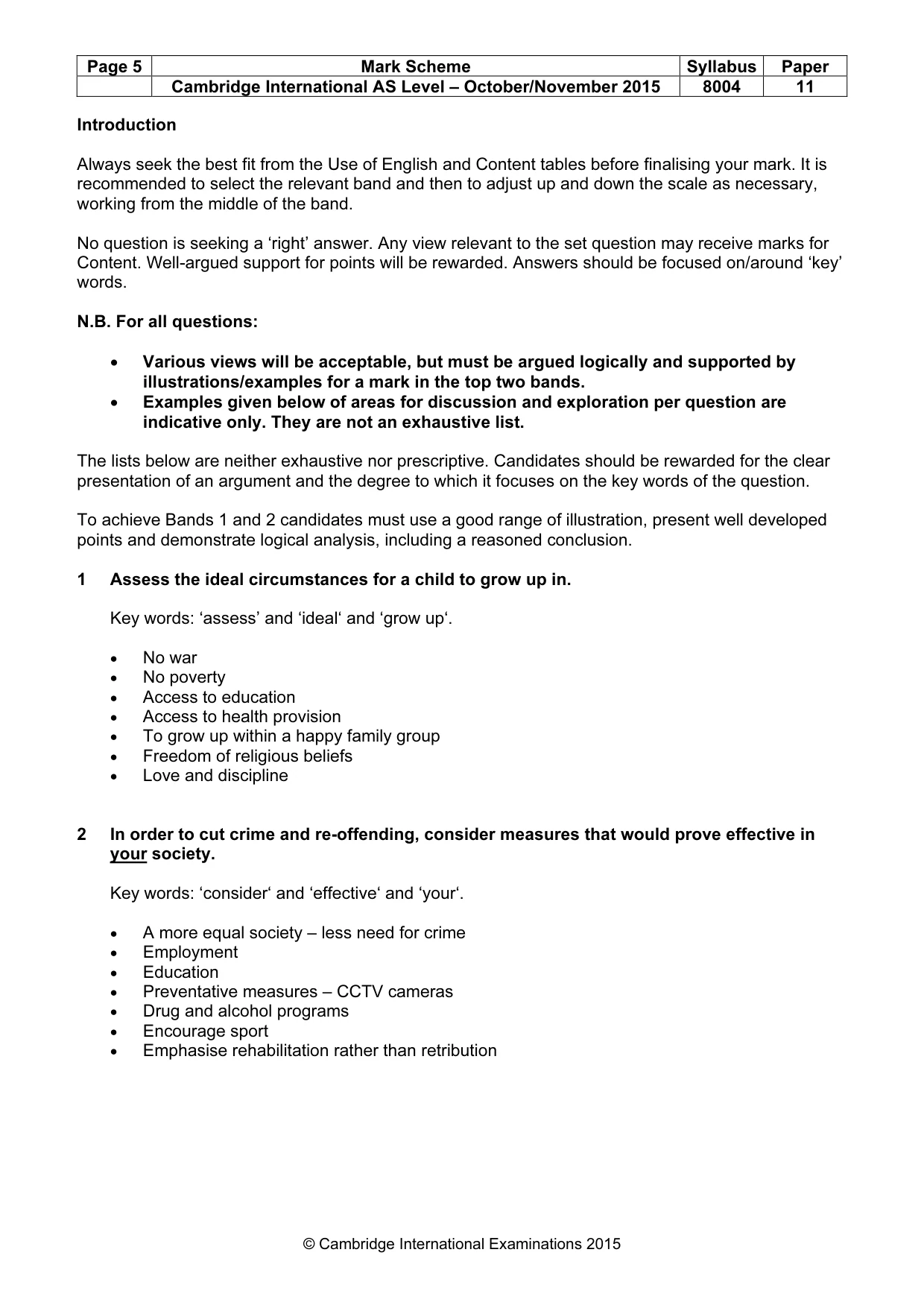 Mark scheme, page 5 of 8