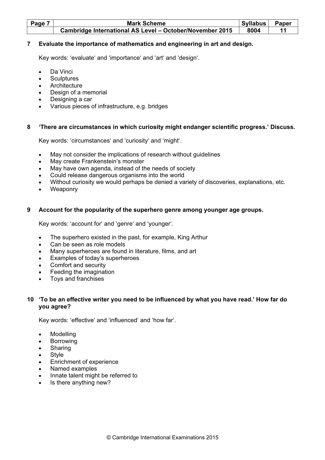 Mark scheme, page 7 of 8