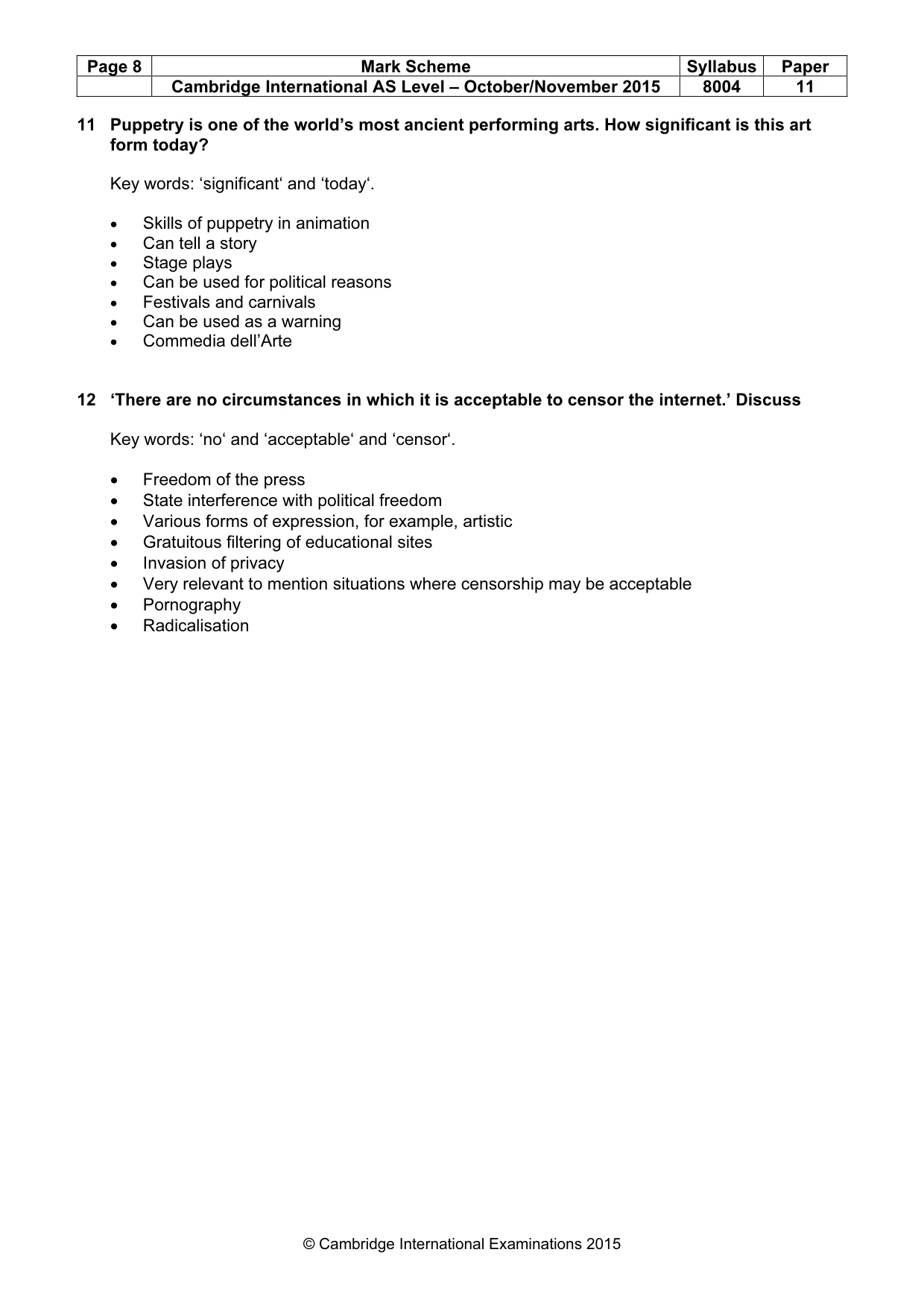 Mark scheme, page 8 of 8