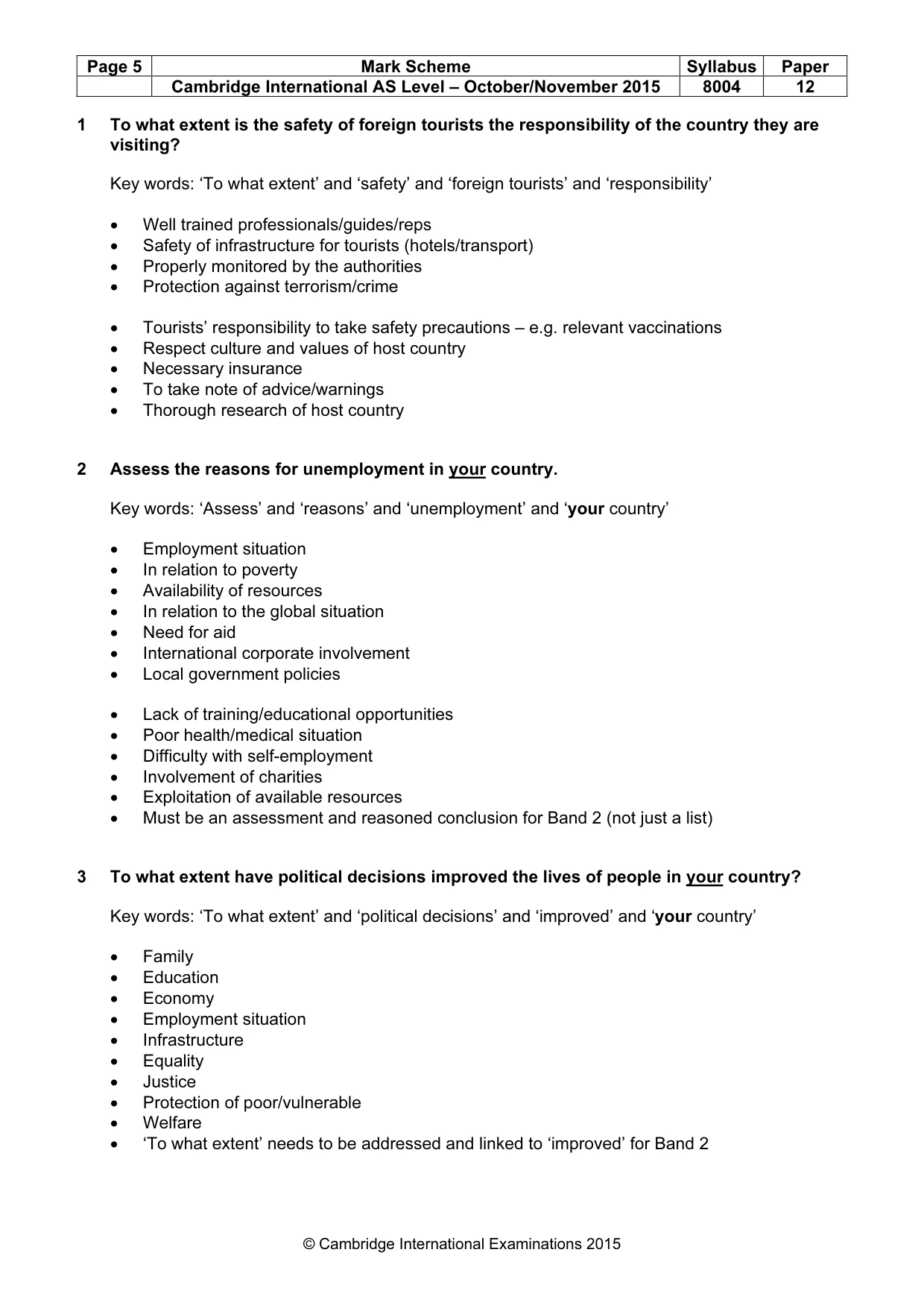 Mark scheme, page 5 of 9