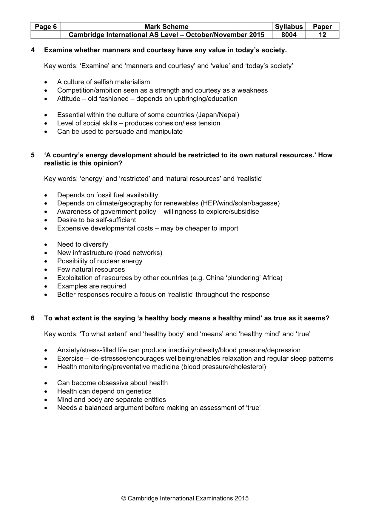 Mark scheme, page 6 of 9