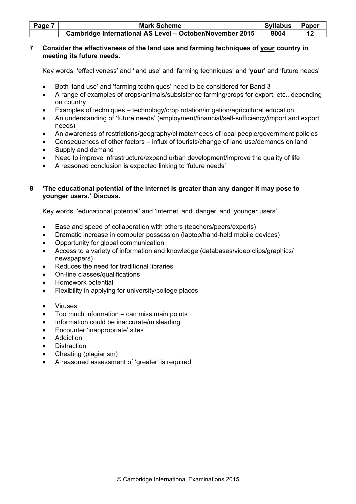 Mark scheme, page 7 of 9