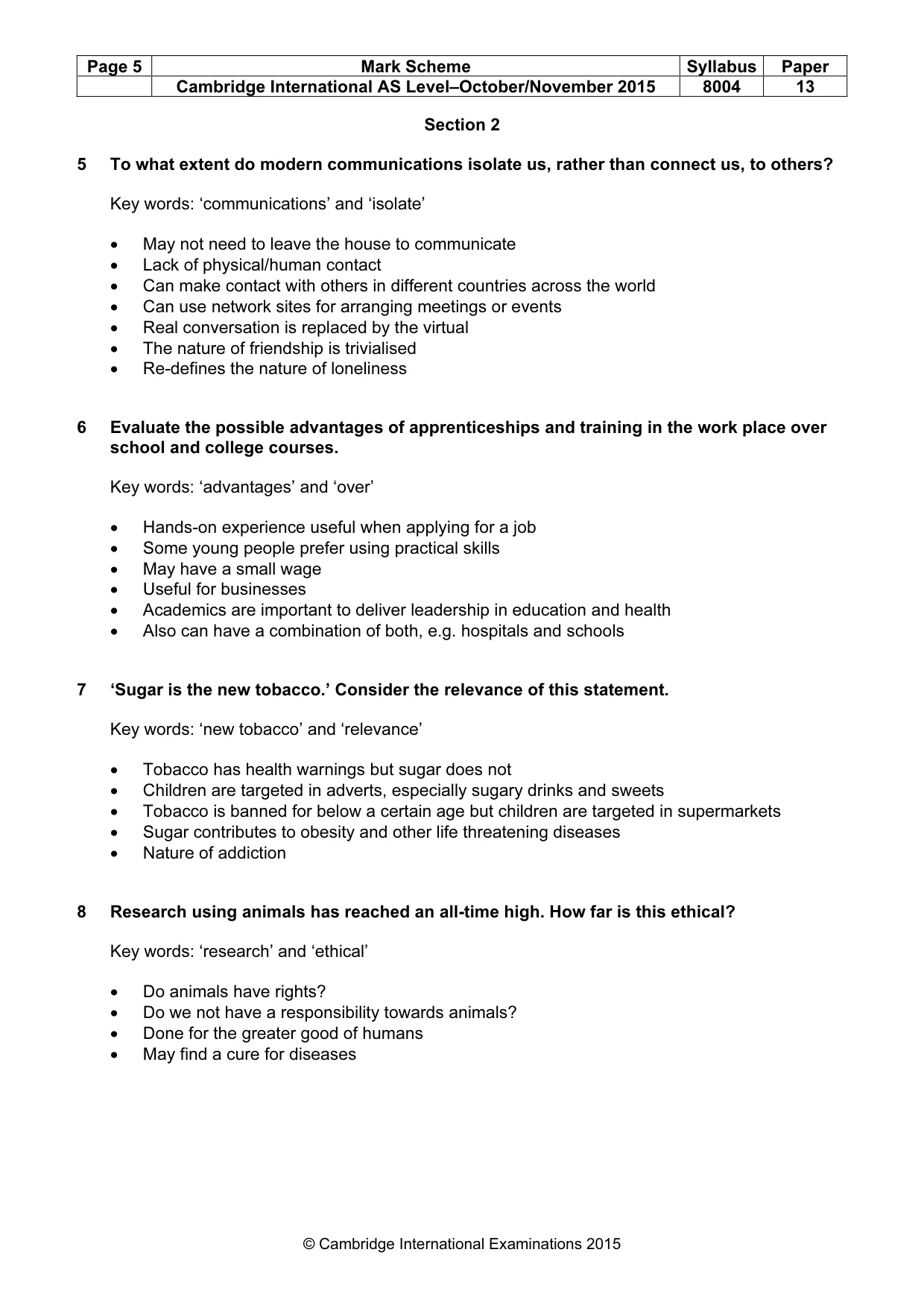 Mark scheme, page 5 of 6