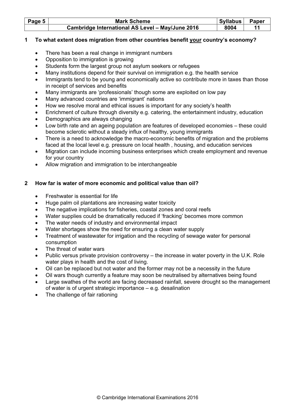 Mark scheme, page 5 of 10