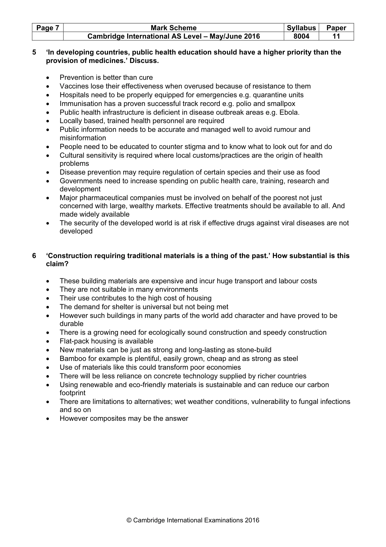 Mark scheme, page 7 of 10