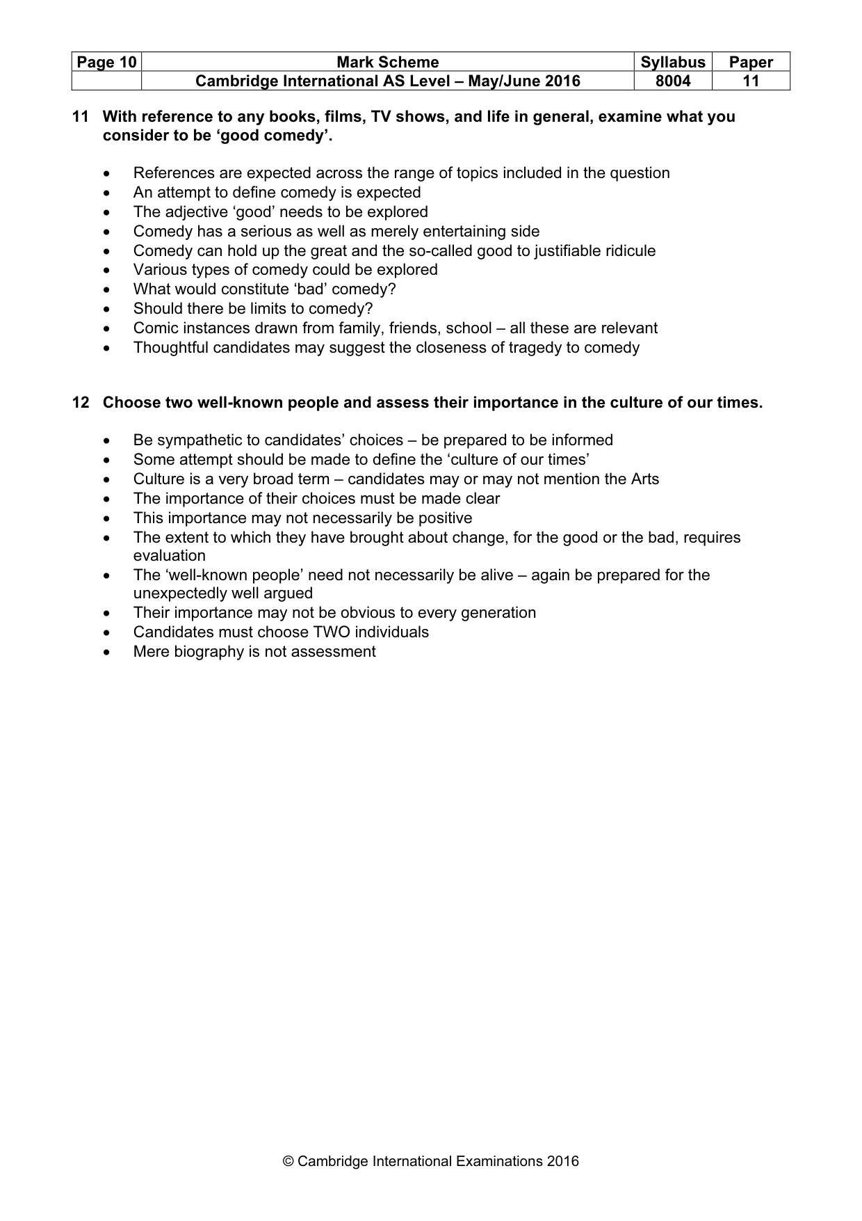 Mark scheme, page 10 of 10