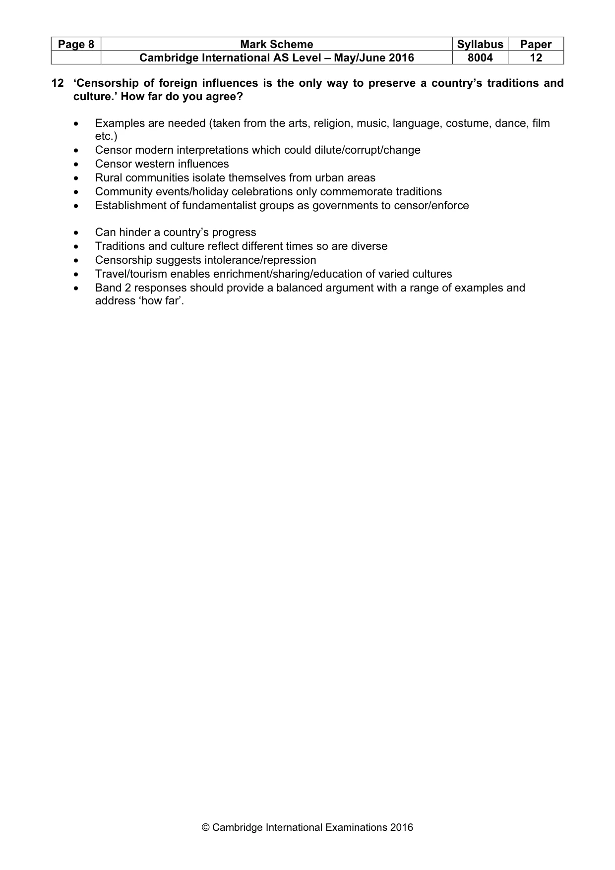 Mark scheme, page 8 of 8