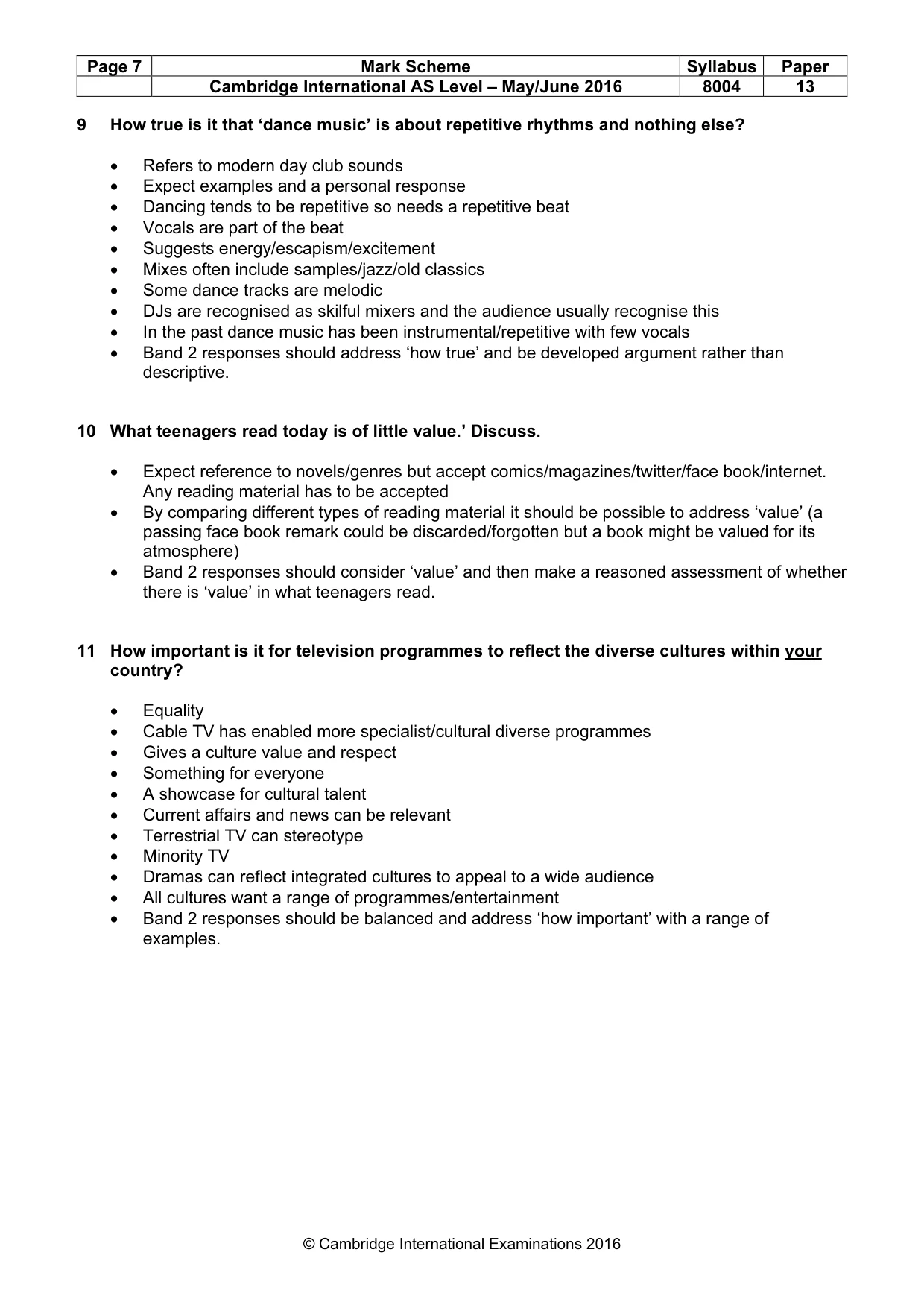 Mark scheme, page 7 of 8