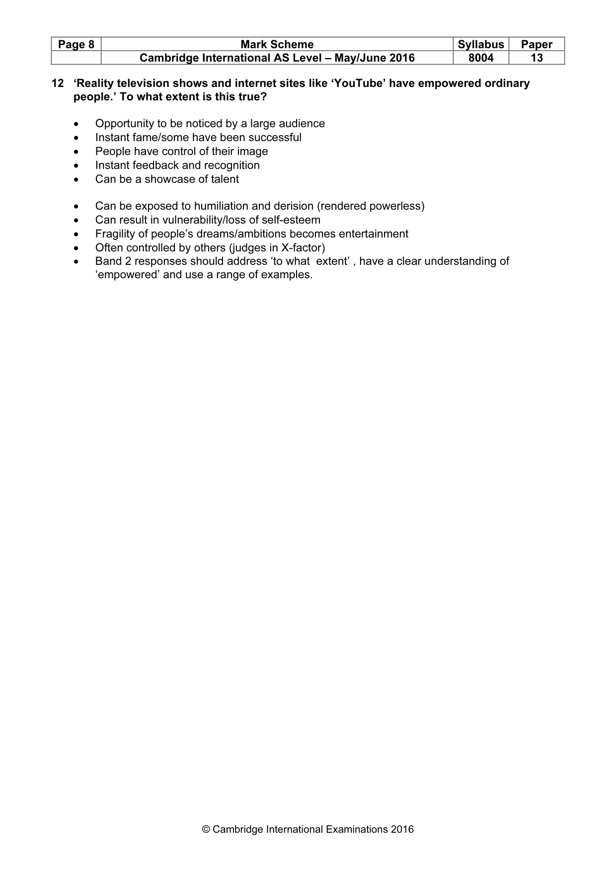 Mark scheme, page 8 of 8