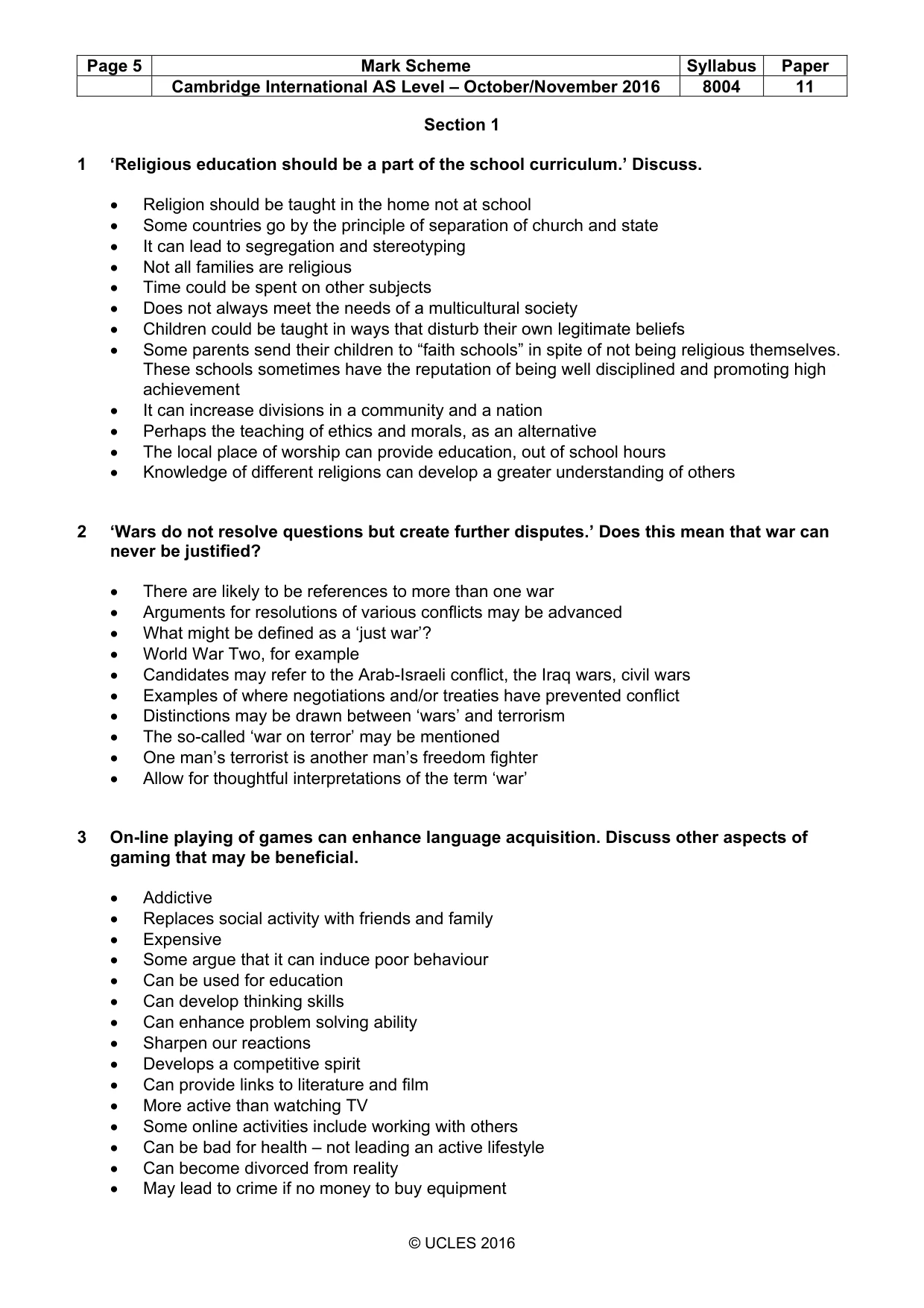 Mark scheme, page 5 of 10