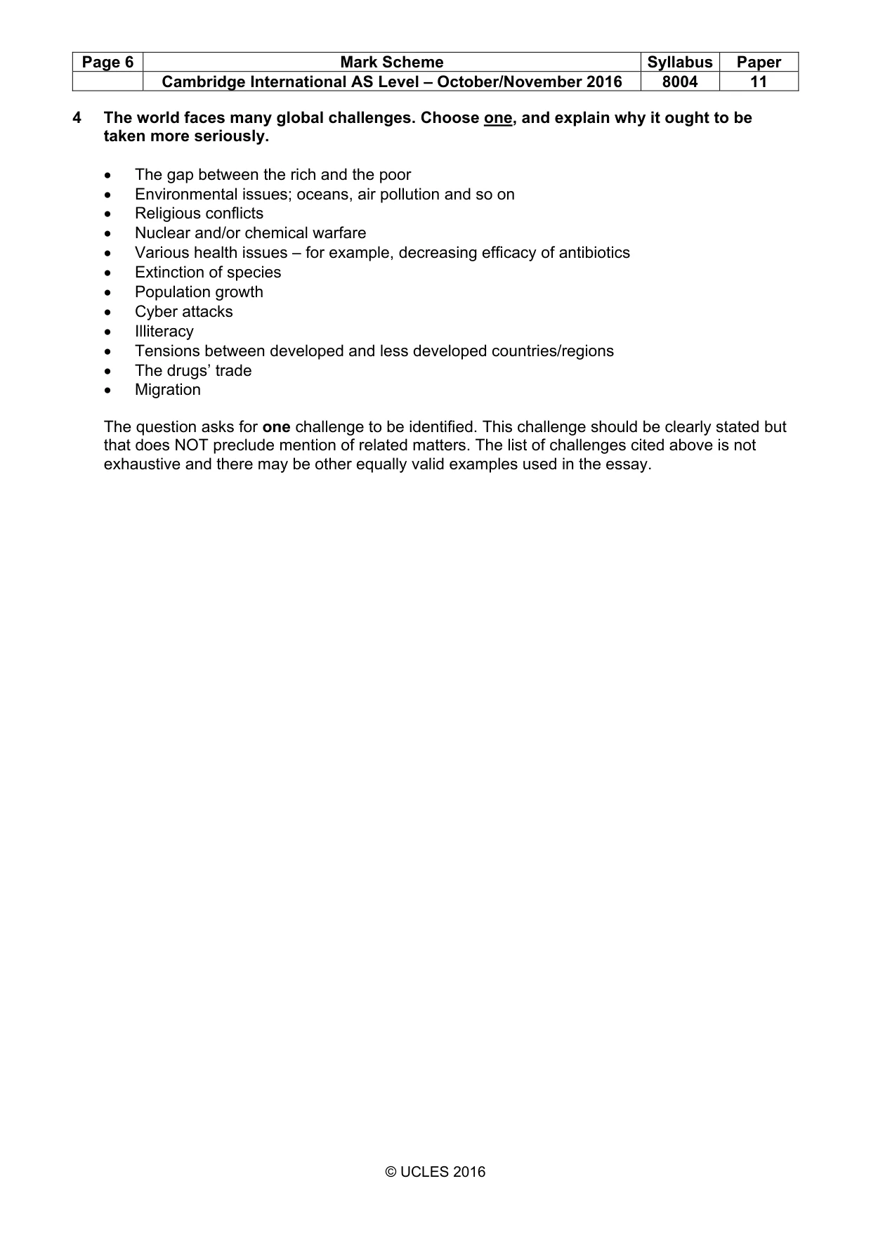Mark scheme, page 6 of 10