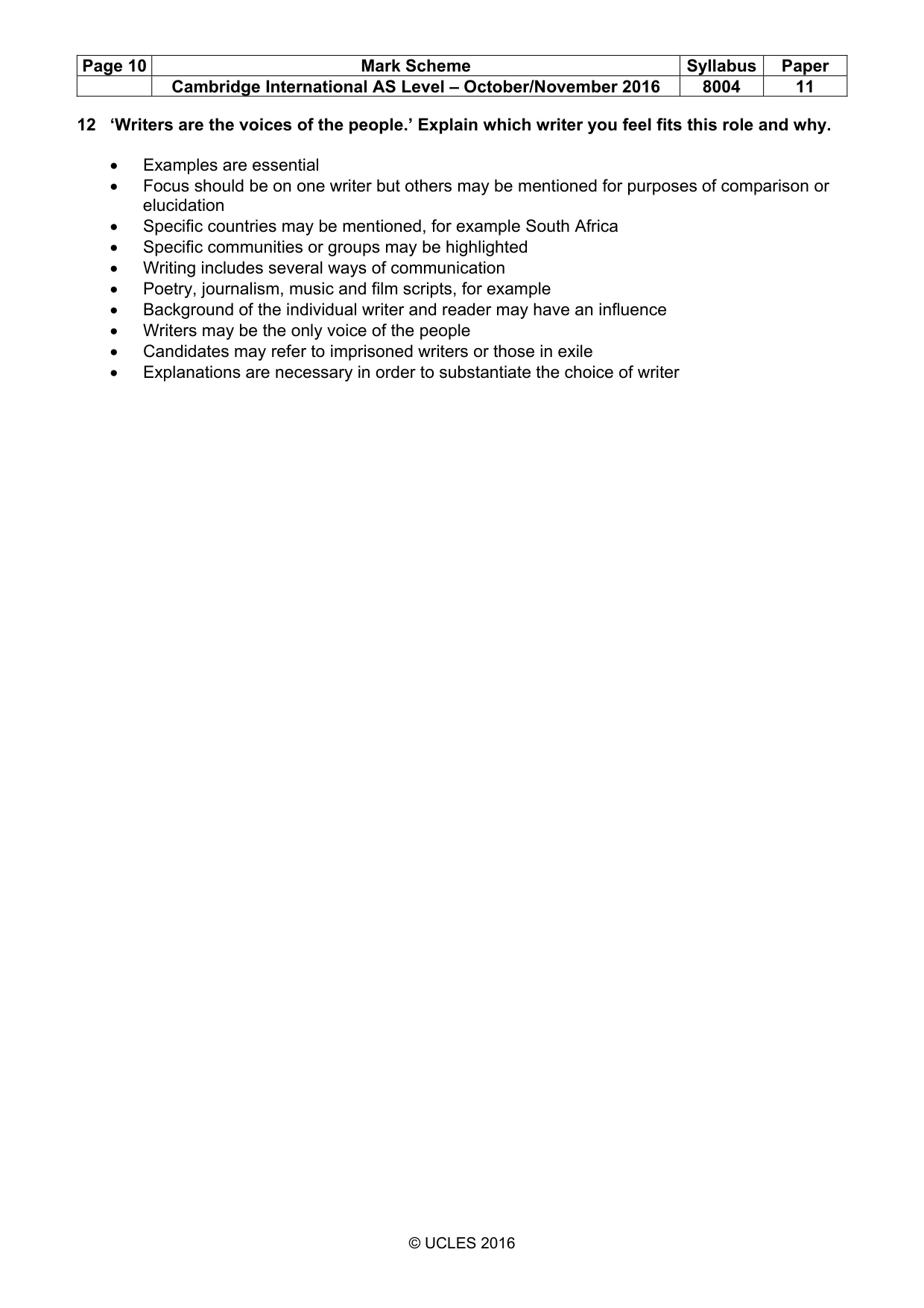 Mark scheme, page 10 of 10