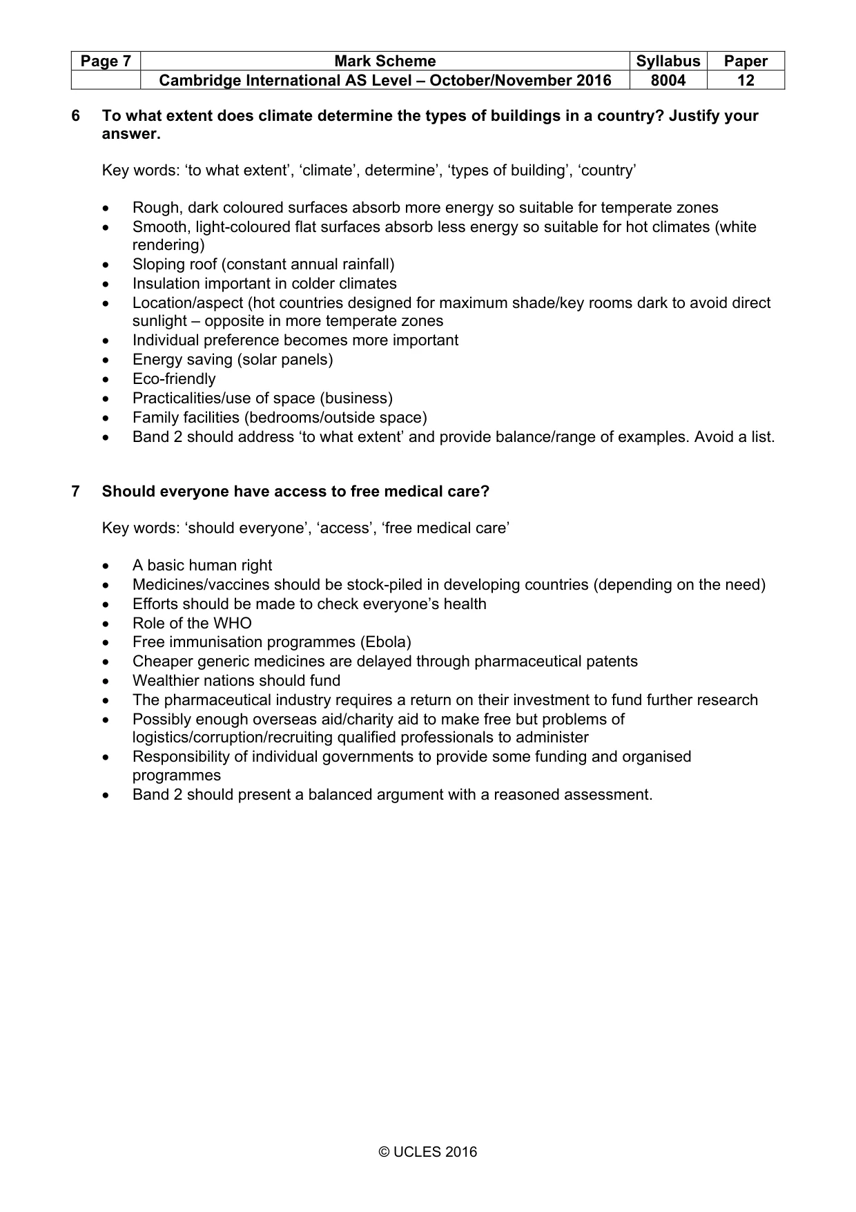 Mark scheme, page 7 of 9