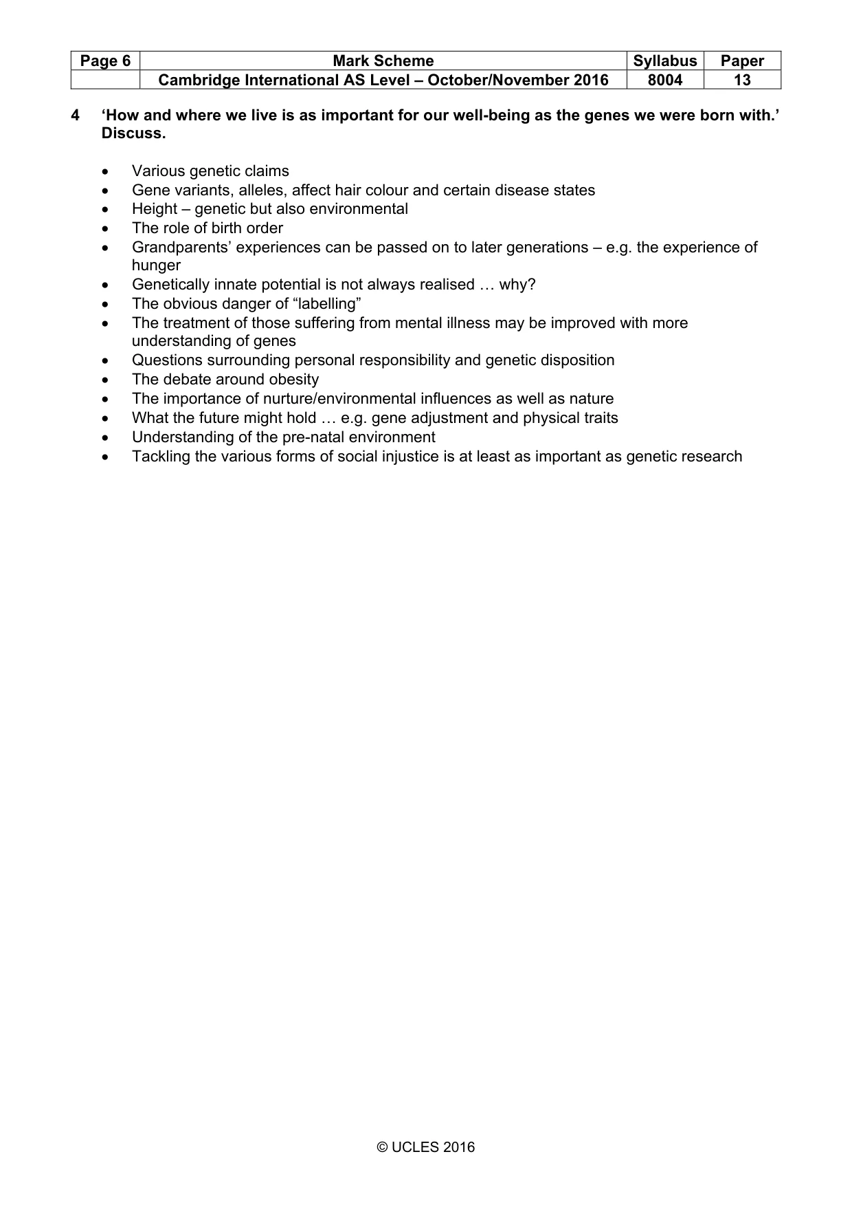 Mark scheme, page 6 of 10