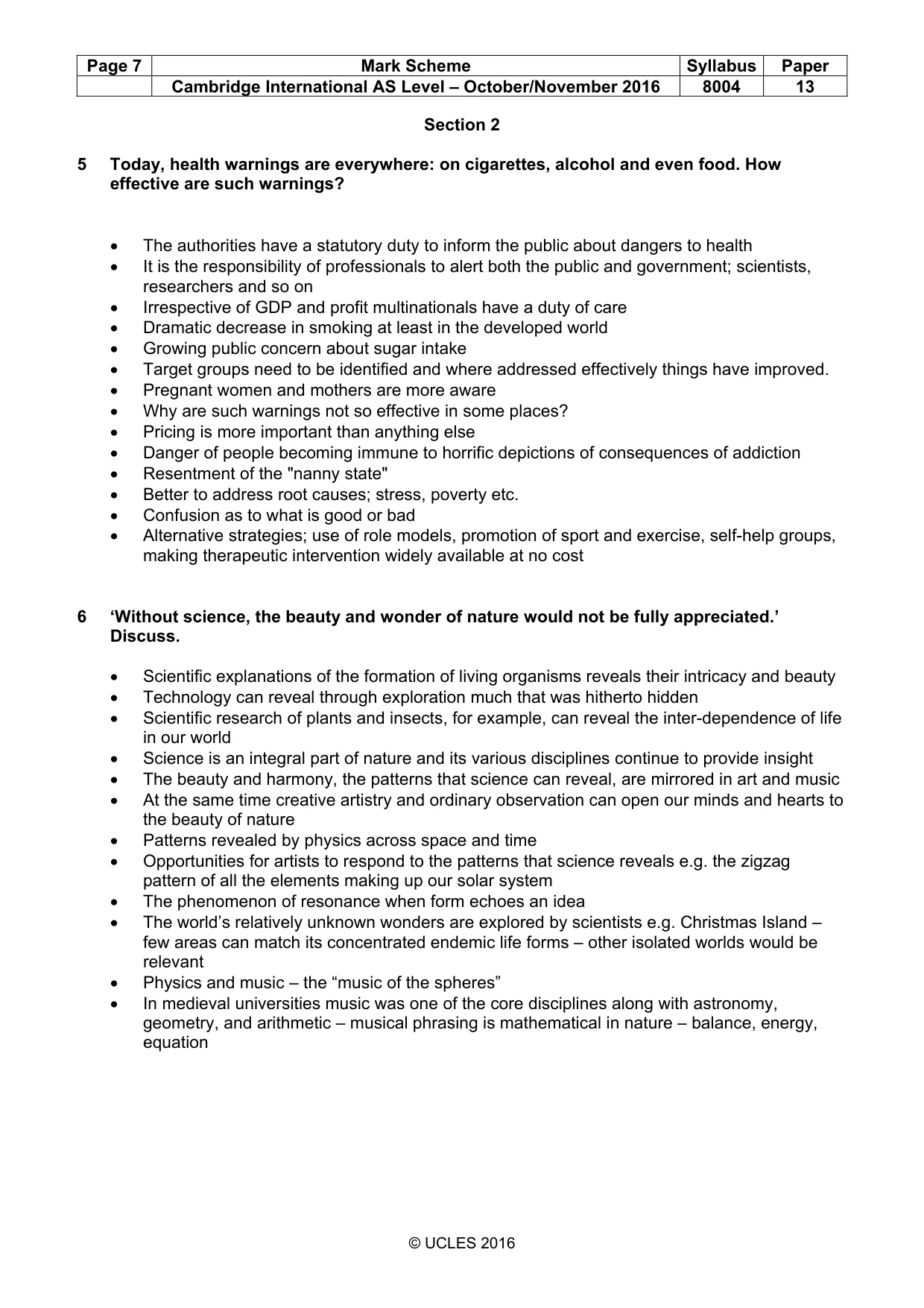 Mark scheme, page 7 of 10