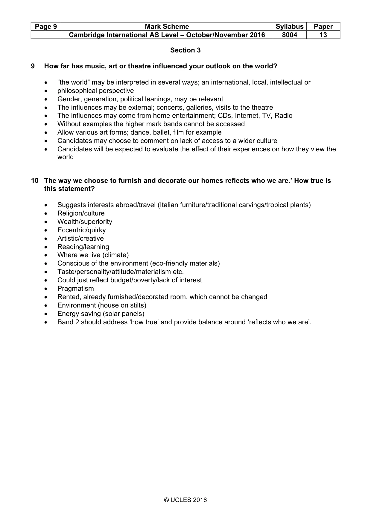 Mark scheme, page 9 of 10