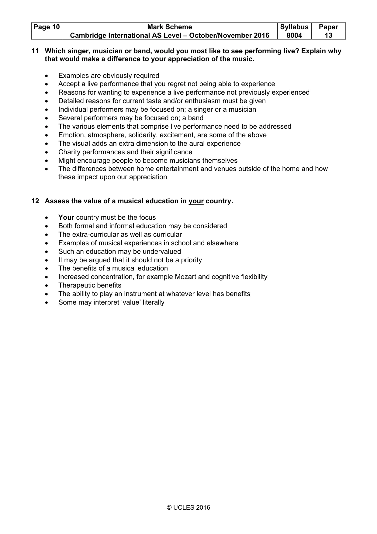 Mark scheme, page 10 of 10