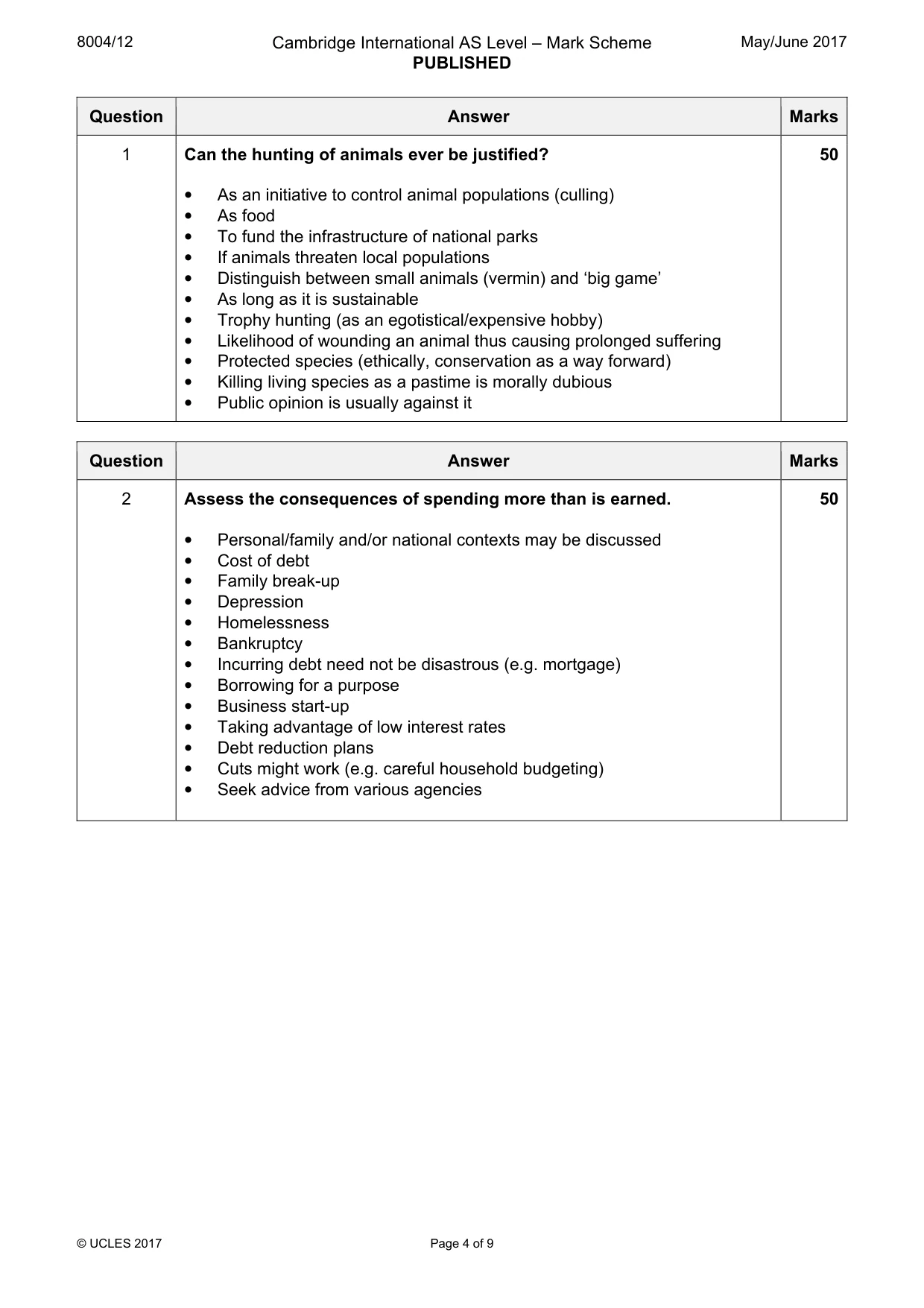 Mark scheme, page 4 of 9