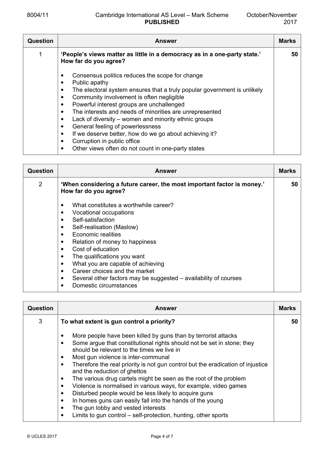 Mark scheme, page 4 of 7