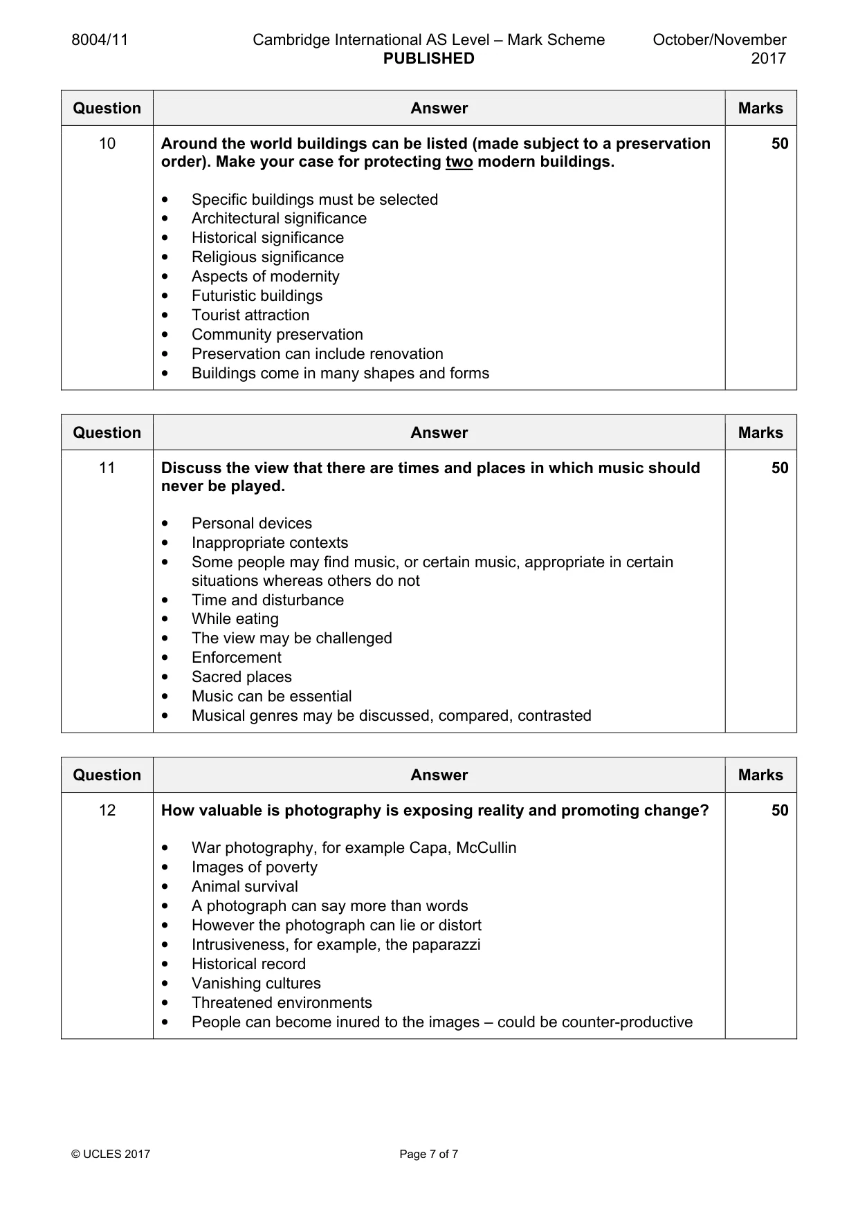 Mark scheme, page 7 of 7