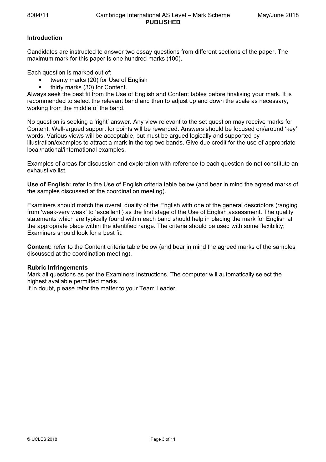 Mark scheme, page 3 of 11