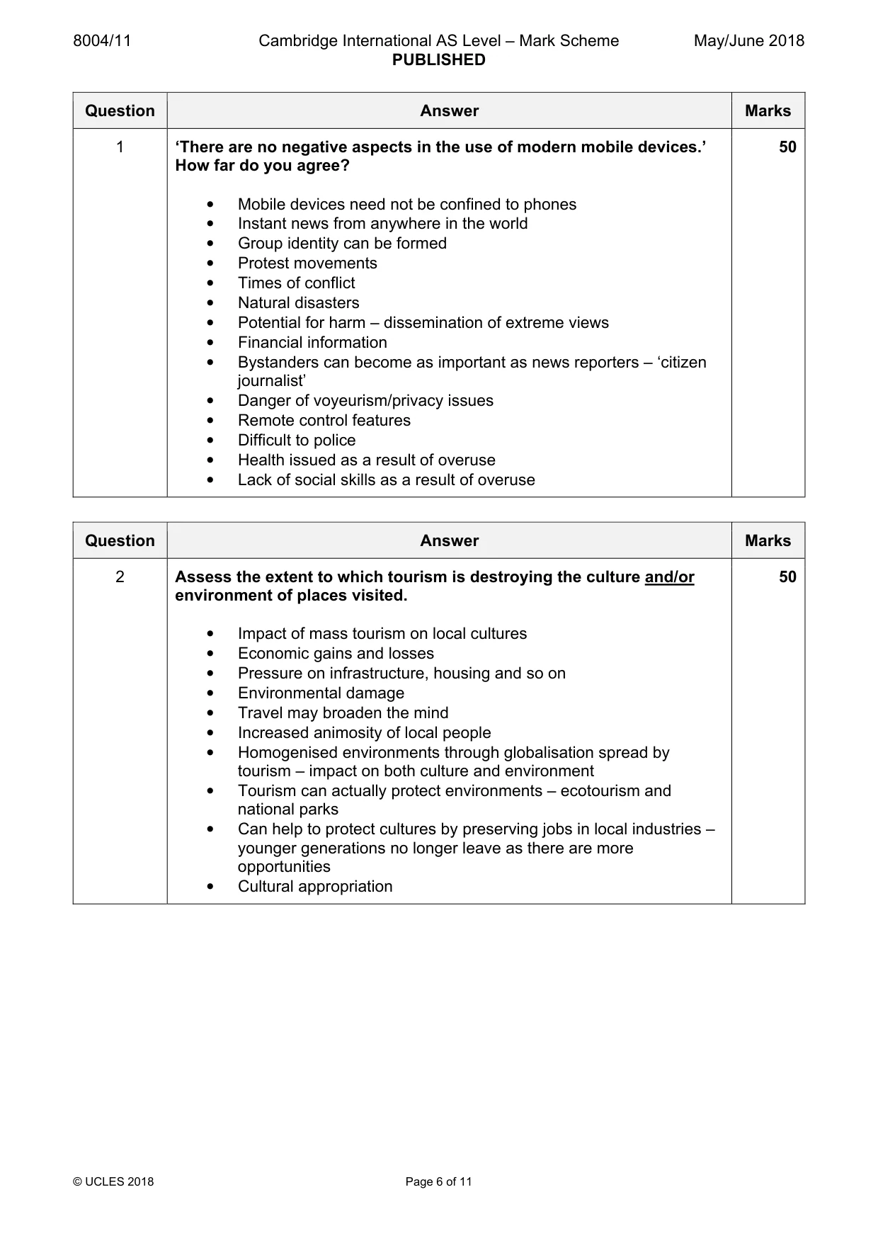 Mark scheme, page 6 of 11