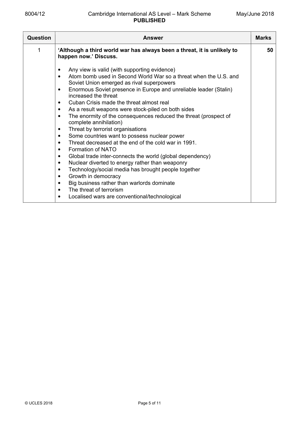 Mark scheme, page 5 of 11