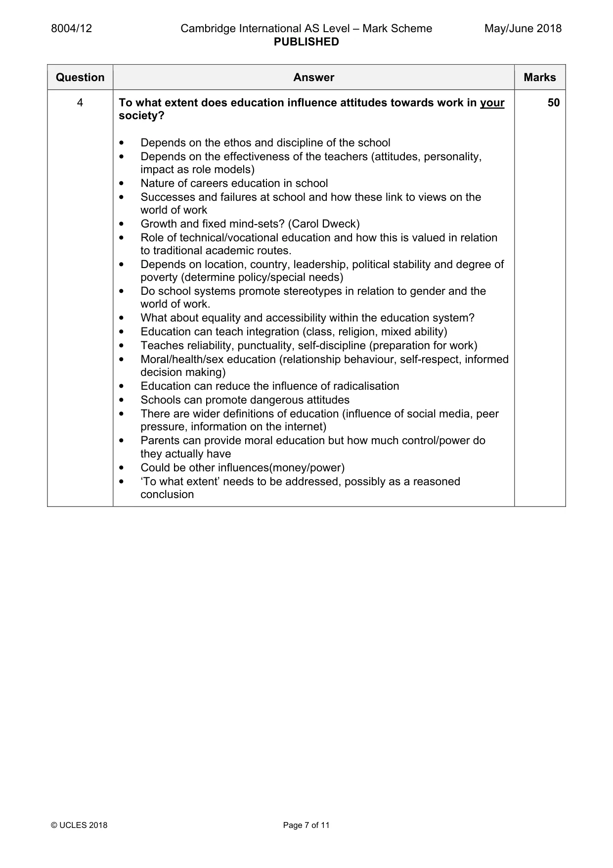 Mark scheme, page 7 of 11