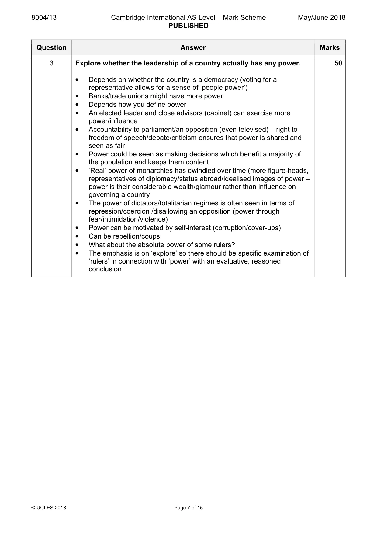 Mark scheme, page 7 of 15
