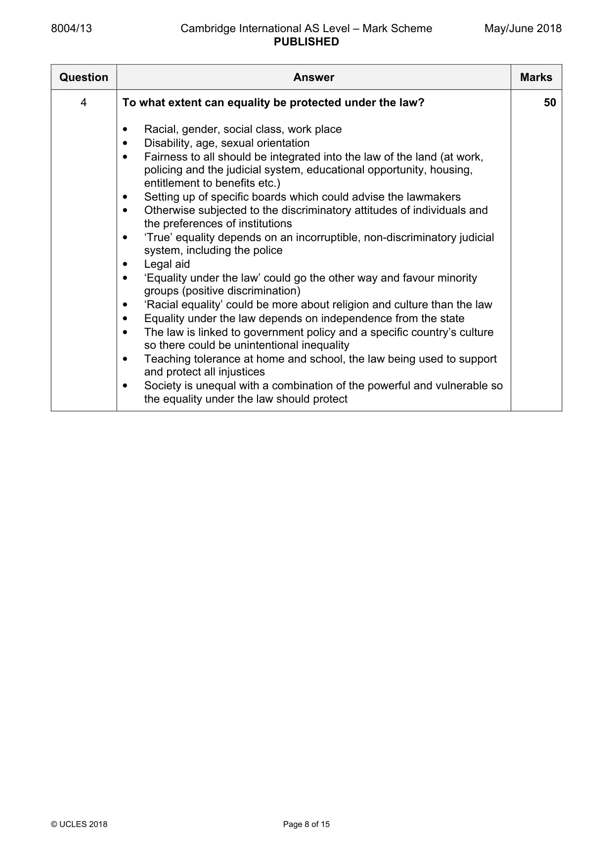 Mark scheme, page 8 of 15