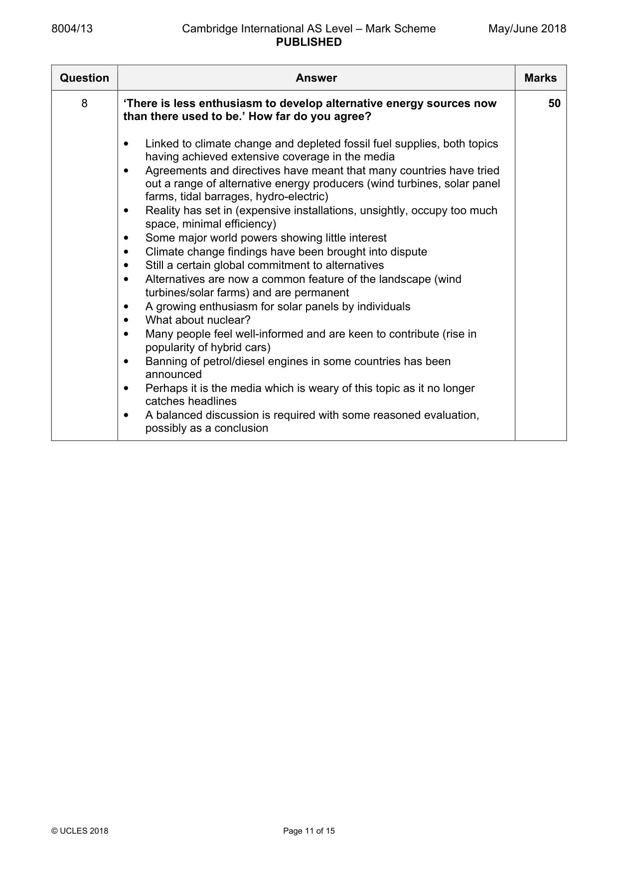 Mark scheme, page 11 of 15