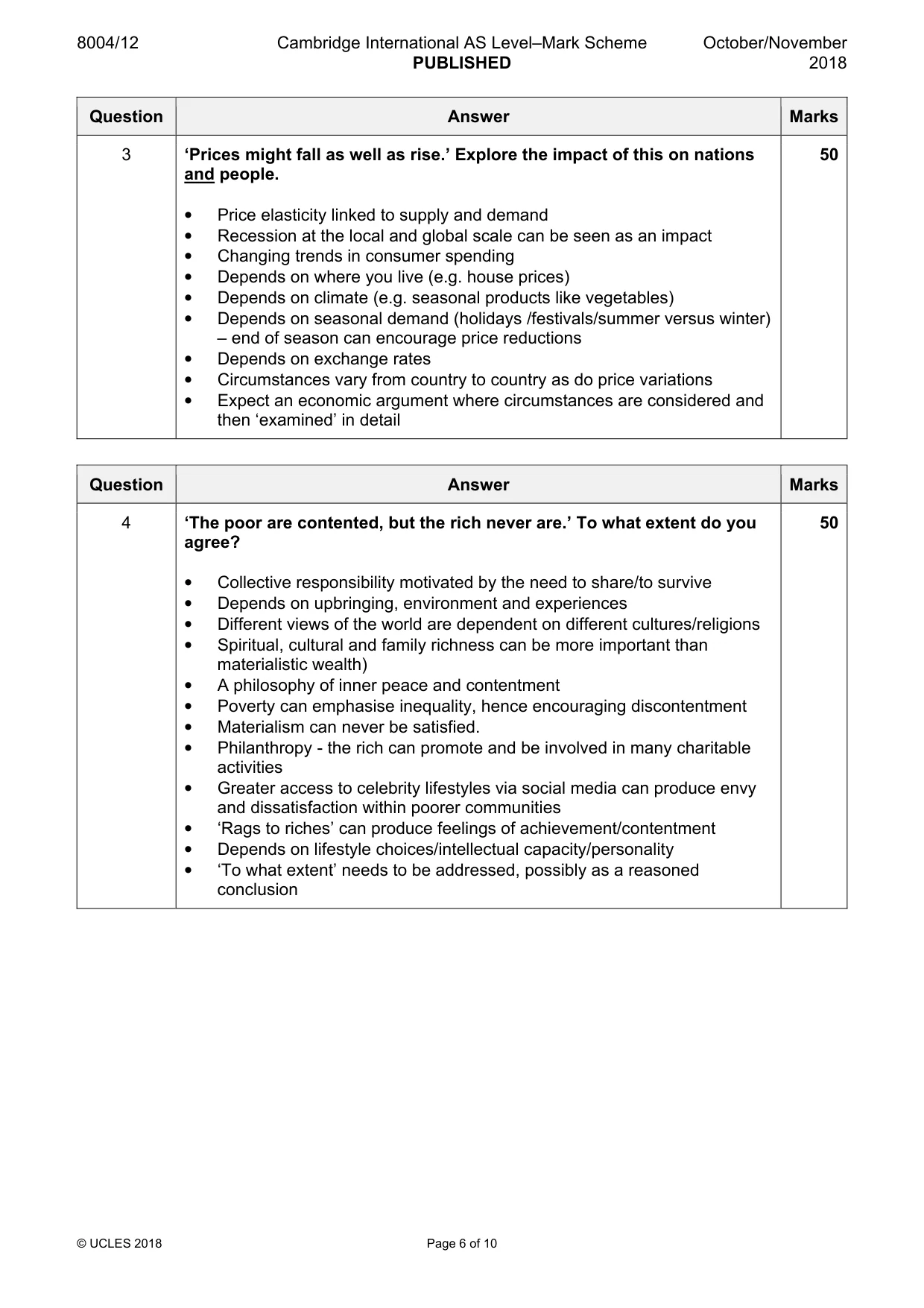 Mark scheme, page 6 of 10