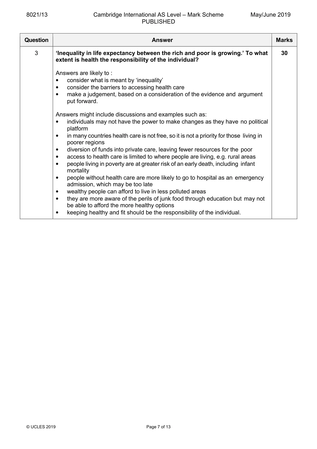 Mark scheme, page 7 of 13
