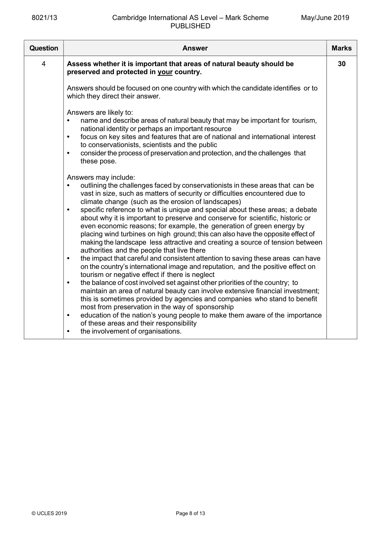 Mark scheme, page 8 of 13