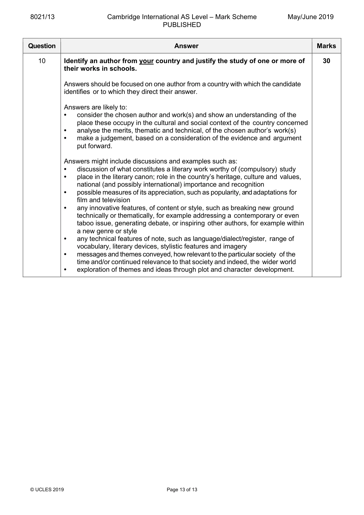 Mark scheme, page 13 of 13