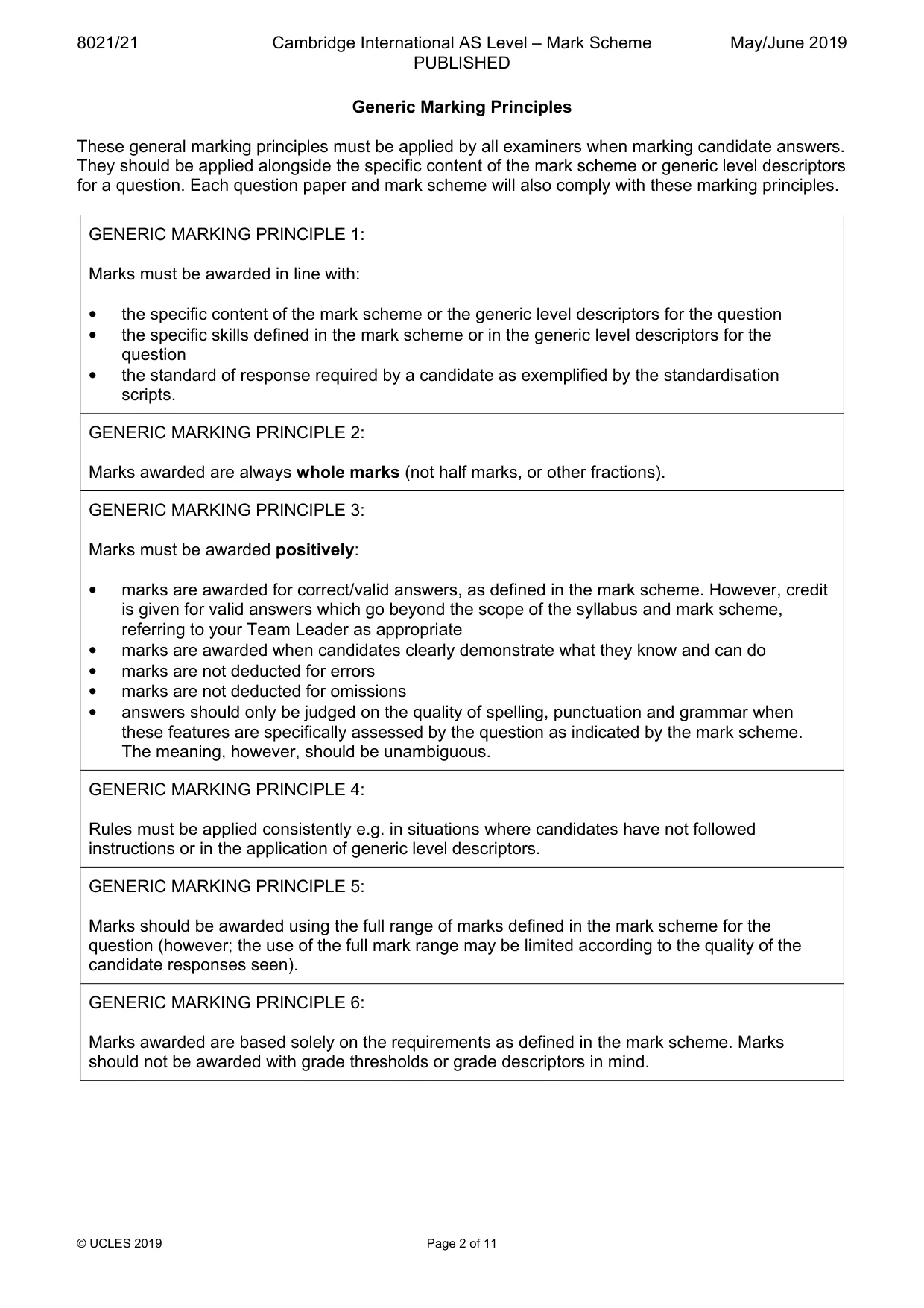 Mark scheme, page 2 of 11