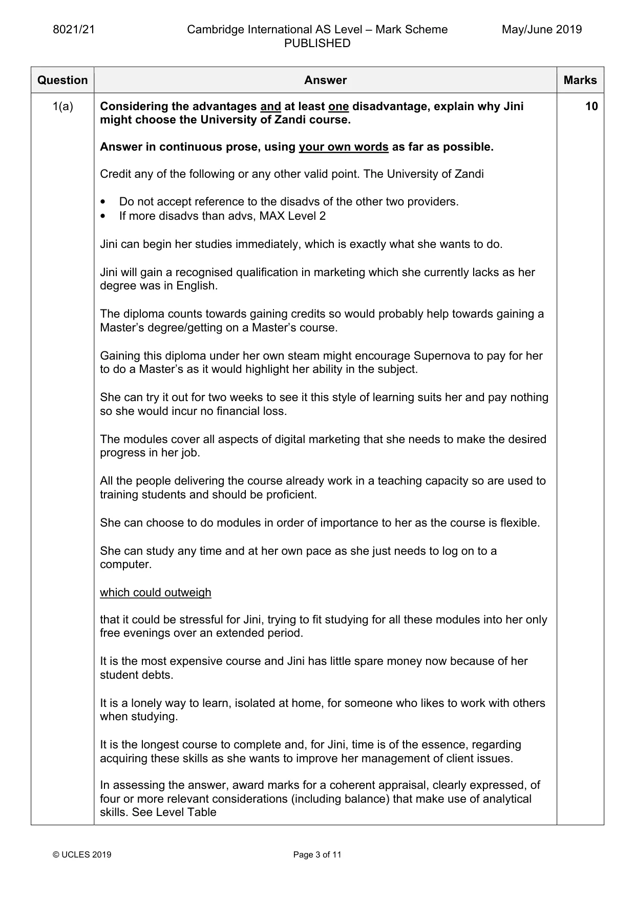 Mark scheme, page 3 of 11