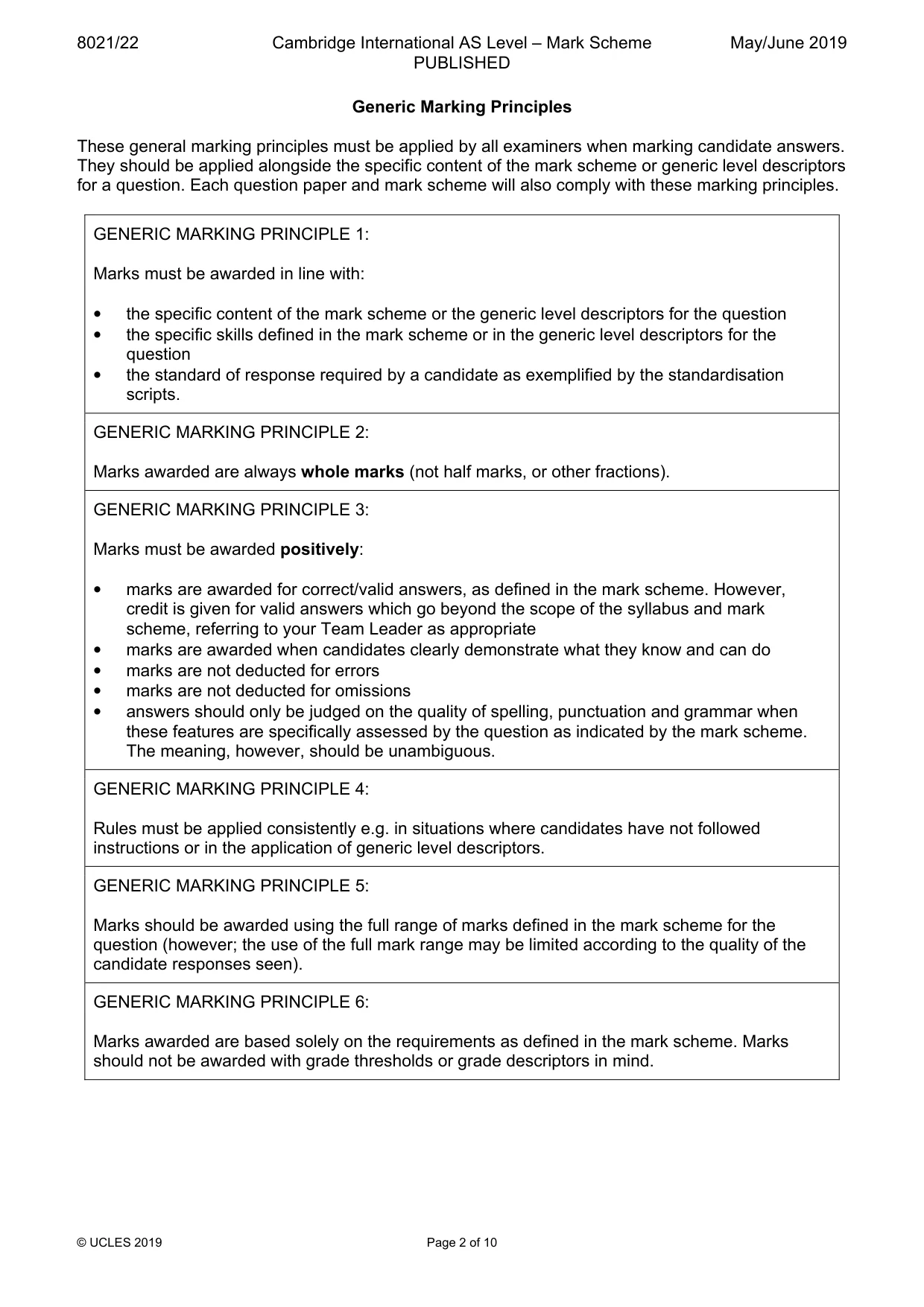 Mark scheme, page 2 of 10