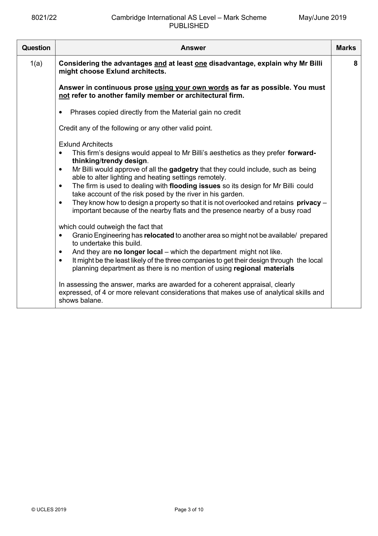Mark scheme, page 3 of 10