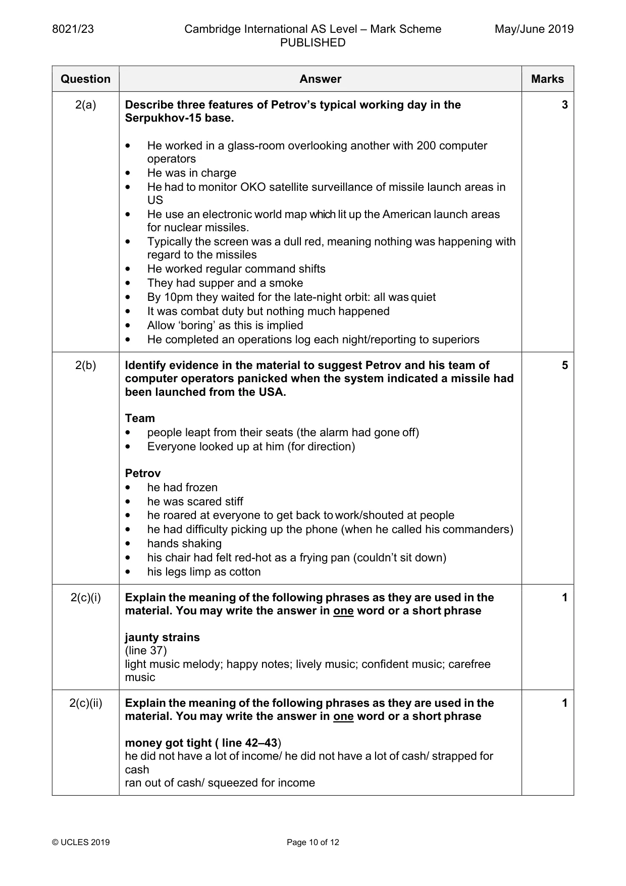 Mark scheme, page 10 of 12