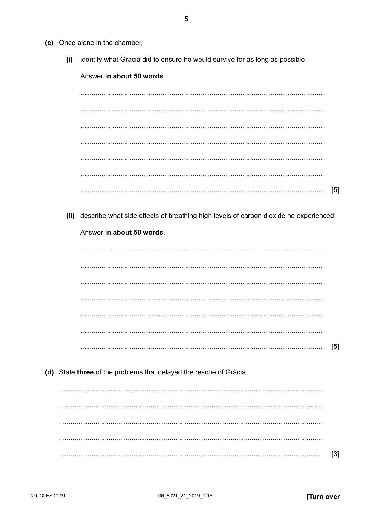 Cambridge A Level English General Paper 8021 2019 May/June Paper 2 · Variant 1 question paper, page 5 of 8