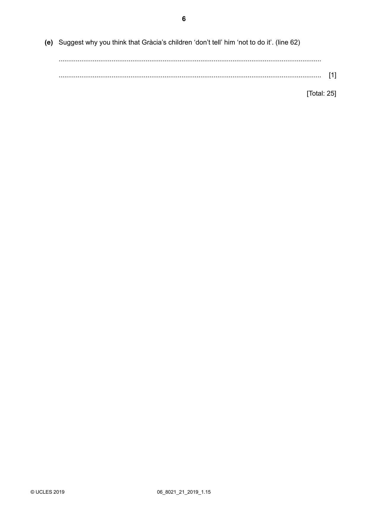 Cambridge A Level English General Paper 8021 2019 May/June Paper 2 · Variant 1 question paper, page 6 of 8