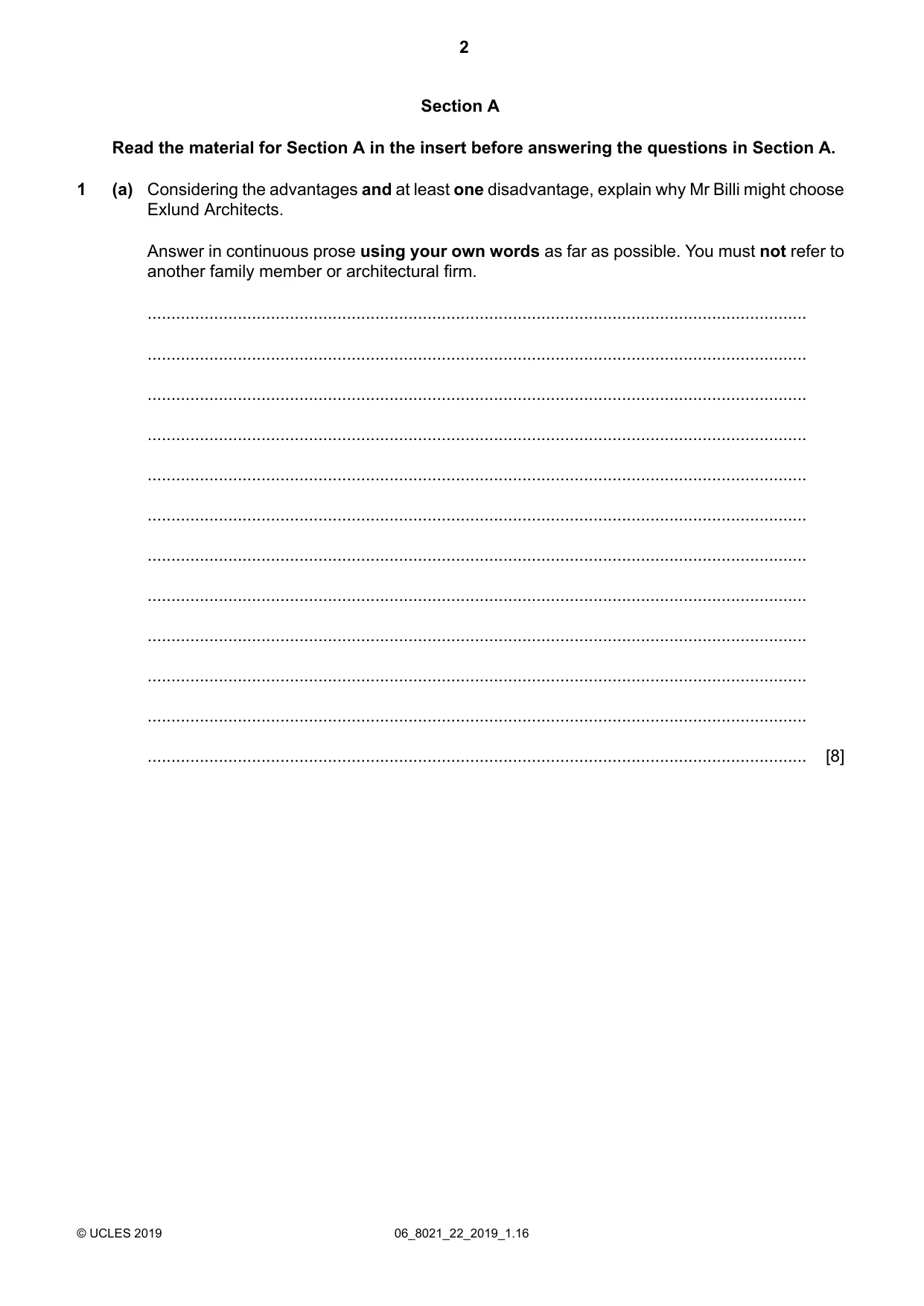 Cambridge A Level English General Paper 8021 2019 May/June Paper 2 · Variant 2 question paper, page 2 of 8