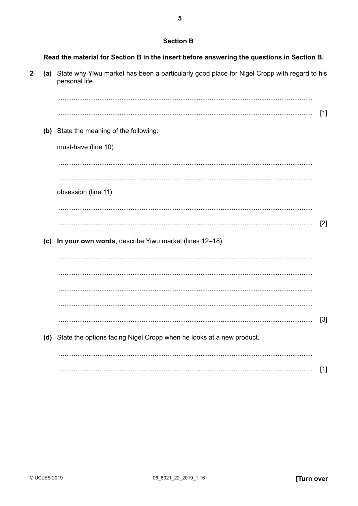 Cambridge A Level English General Paper 8021 2019 May/June Paper 2 · Variant 2 question paper, page 5 of 8