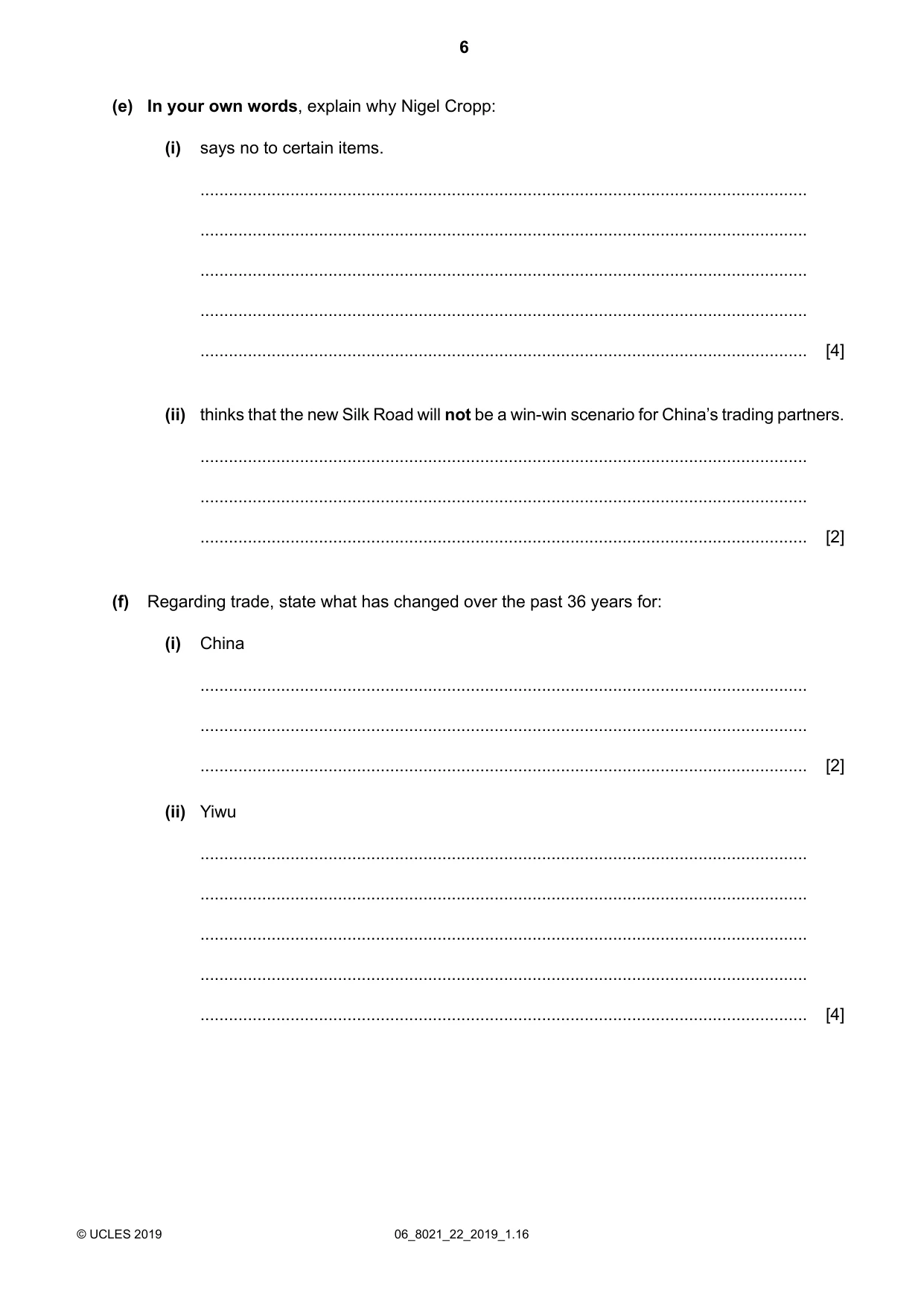 Cambridge A Level English General Paper 8021 2019 May/June Paper 2 · Variant 2 question paper, page 6 of 8