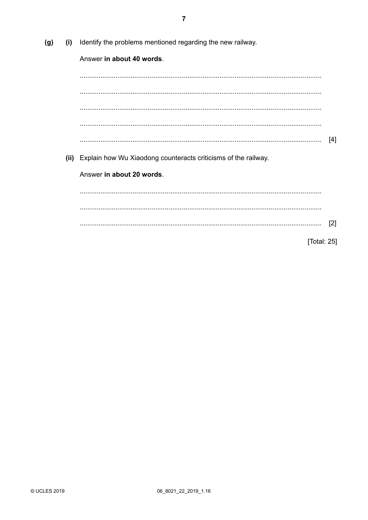 Cambridge A Level English General Paper 8021 2019 May/June Paper 2 · Variant 2 question paper, page 7 of 8