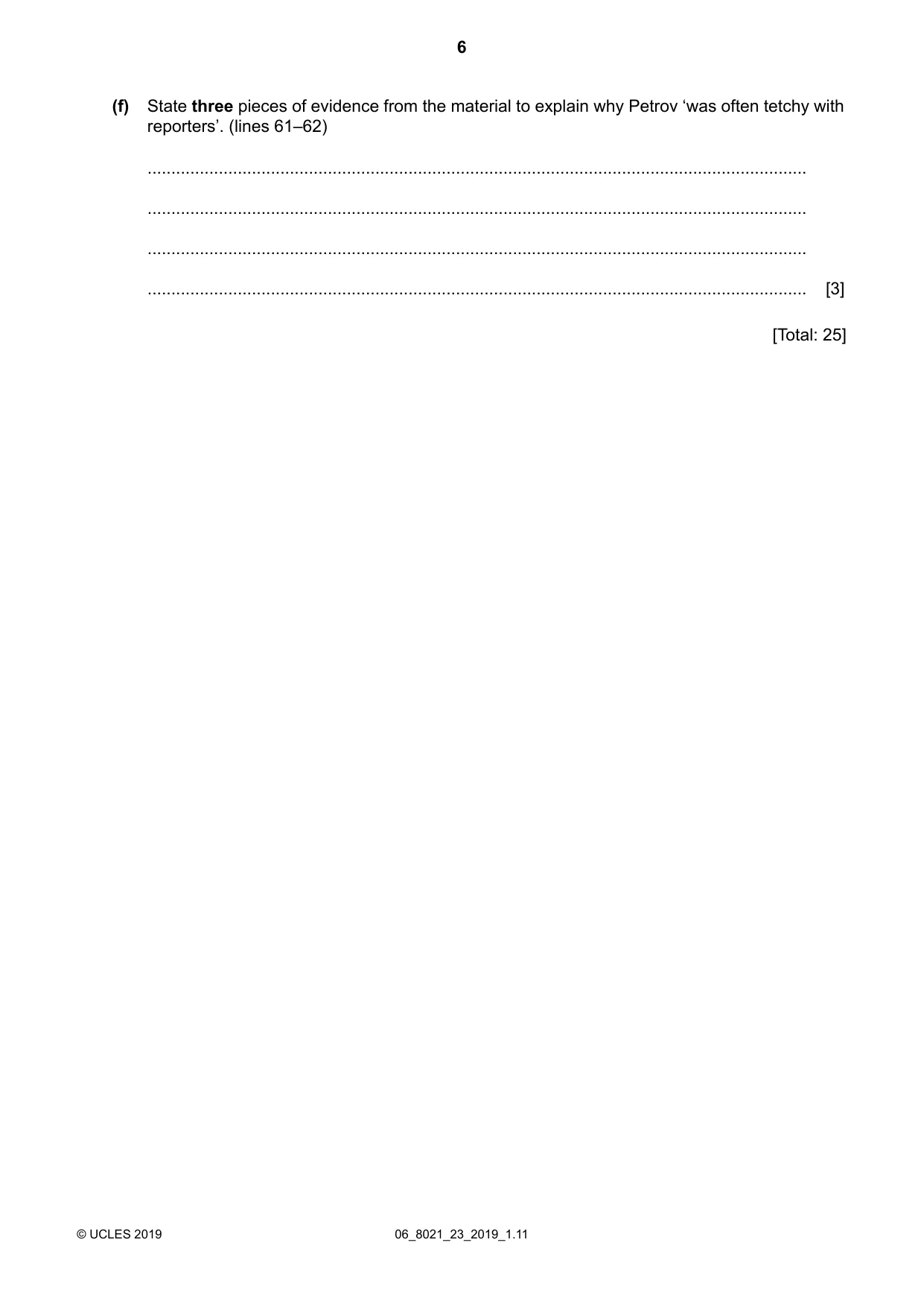Cambridge A Level English General Paper 8021 2019 May/June Paper 2 · Variant 3 question paper, page 6 of 8